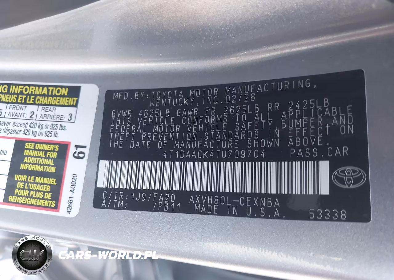 2026 Toyota Camry Le VIN:4T1DAACK4TU709704 - 9
