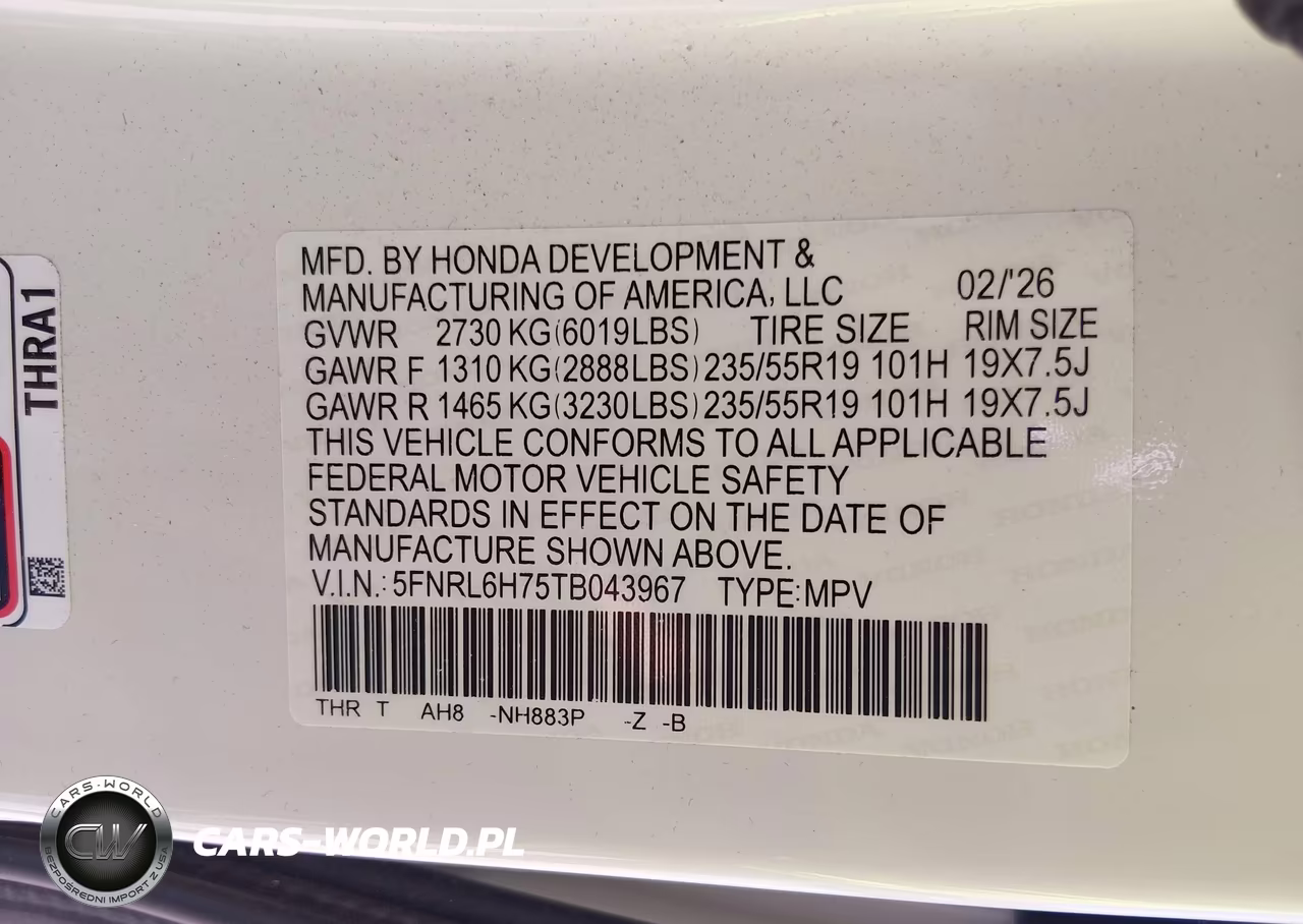 2026 Honda Odyssey Sport-L VIN:5FNRL6H75TB043967 - 9