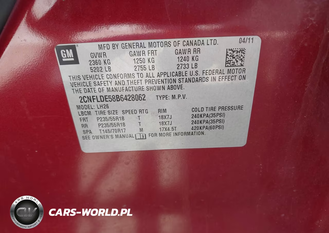 2011 Chevrolet Equinox Lt W-1Lt VIN:2CNFLDE58B6428062 - 9