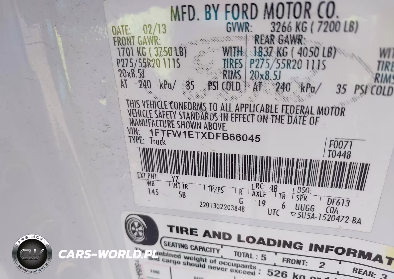 2013 Ford F-150 Fx4 VIN:1FTFW1ETXDFB66045 - 9