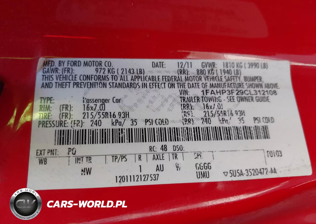 2012 Ford Focus Se VIN:1FAHP3F29CL312108 - 9