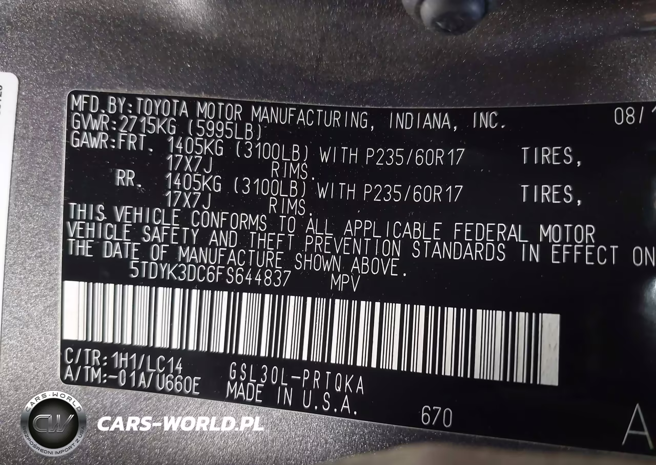 2015 Toyota Sienna Xle 8 Passenger VIN:5TDYK3DC6FS644837 - 9