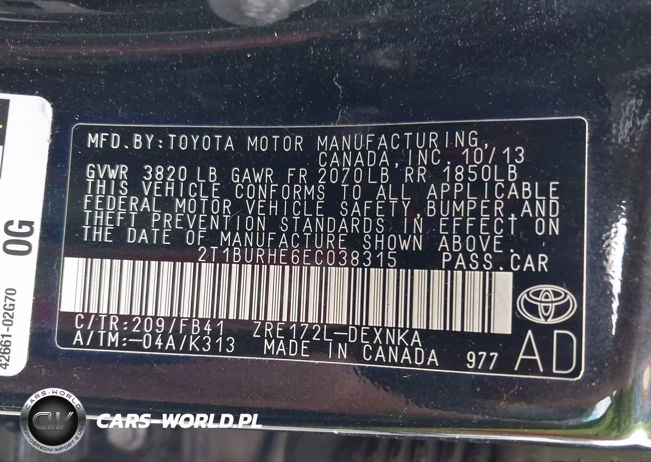 2014 Toyota Corolla Le VIN:2T1BURHE6EC038315 - 9