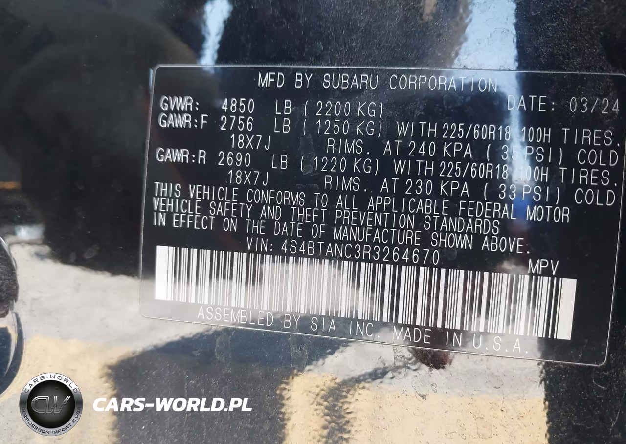 2024 Subaru Outback Limited VIN:4S4BTANC3R3264670 - 9
