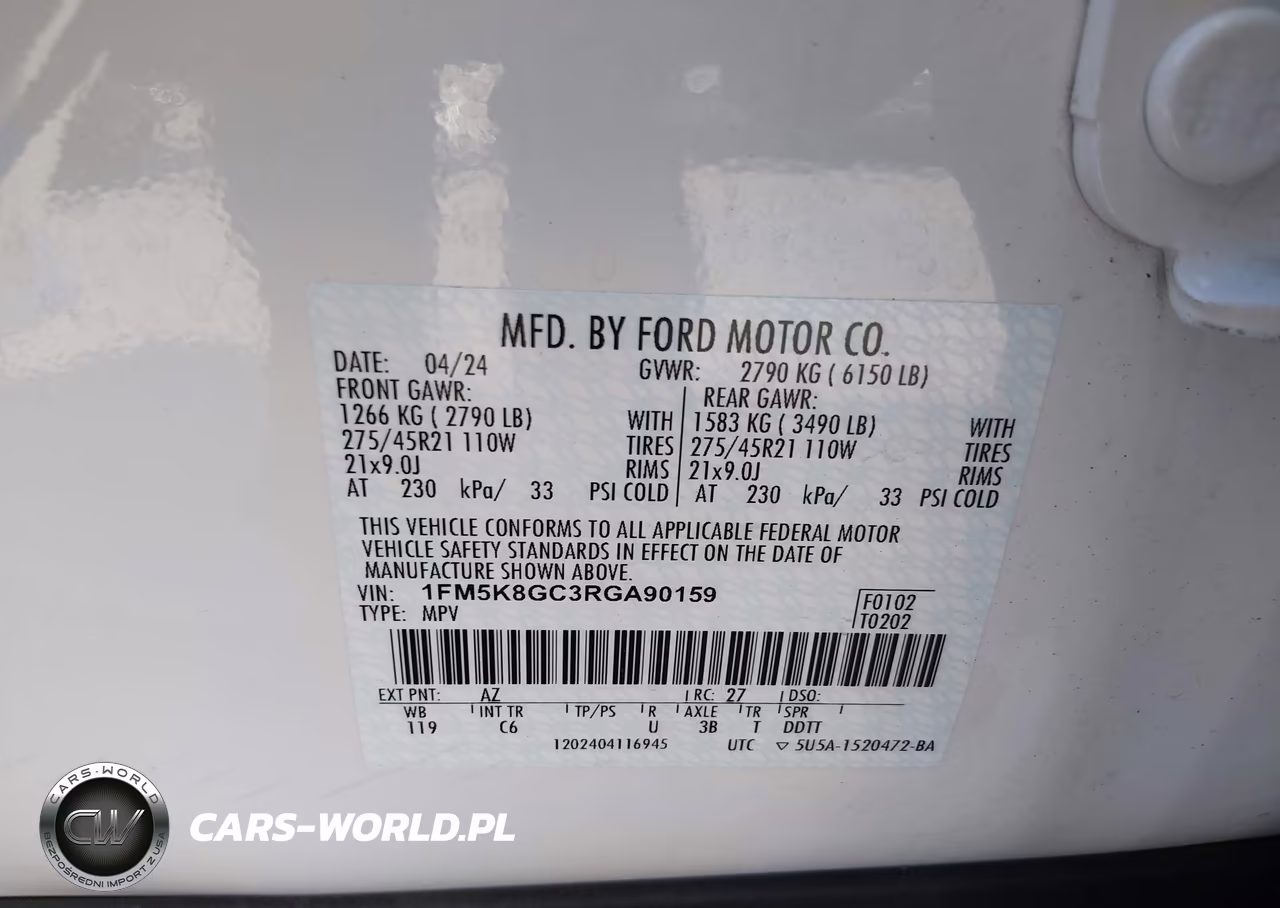2024 Ford Explorer St VIN:1FM5K8GC3RGA90159 - 9