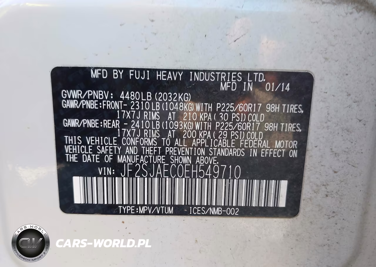 2014 Subaru Forester 2.5I Premium VIN:JF2SJAEC0EH549710 - 9