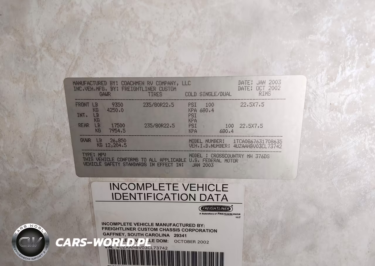 2003 Freightliner Chassis X Line Motor Home VIN:4UZAAHBV03CL73742 - 9