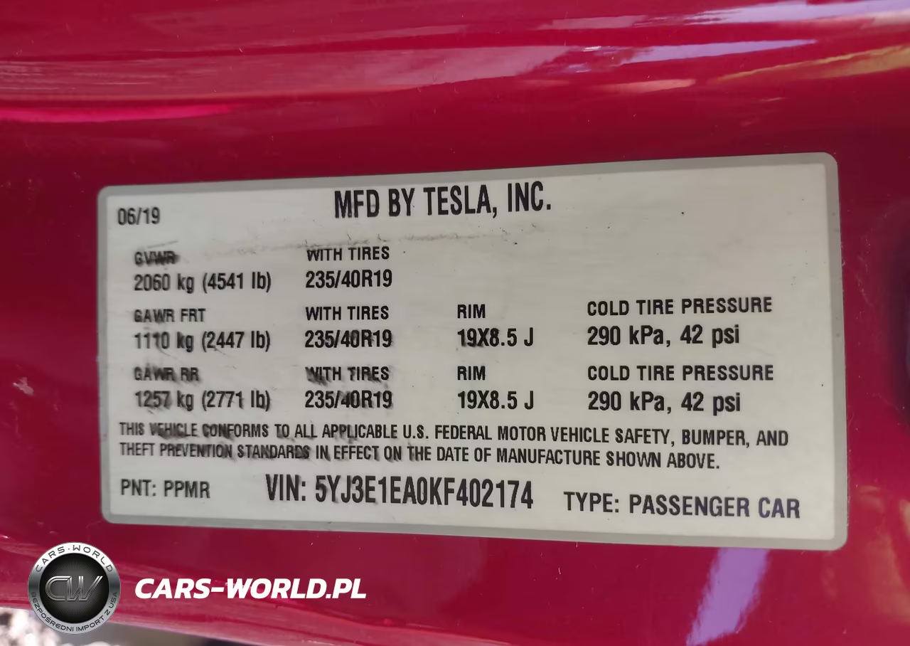 2019 Tesla Model 3 Long Range-Mid Range-Standard Range-Standard Range Plus VIN:5YJ3E1EA0KF402174 - 9