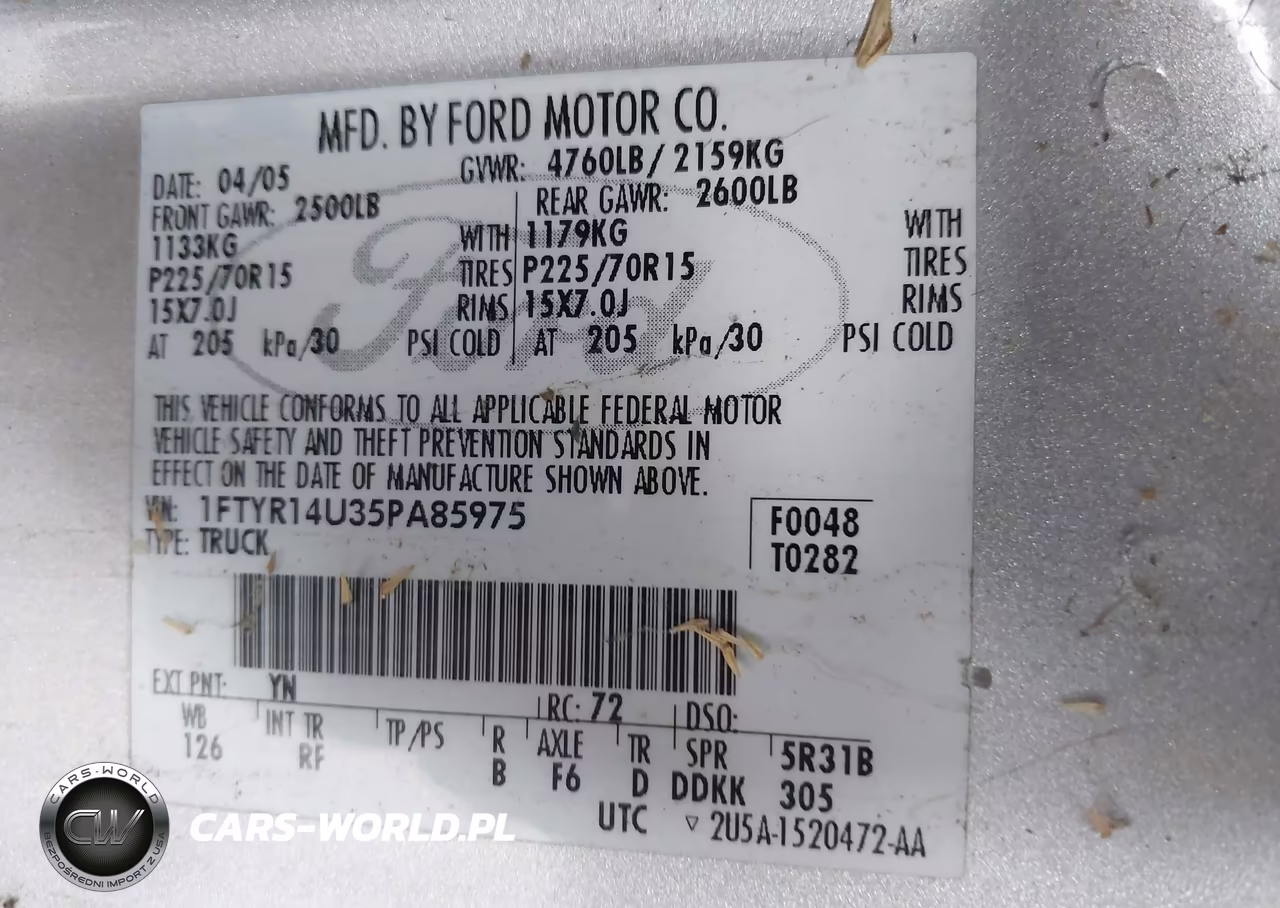 2005 Ford Ranger Edge-Stx-Xl-Xlt VIN:1FTYR14U35PA85975 - 9