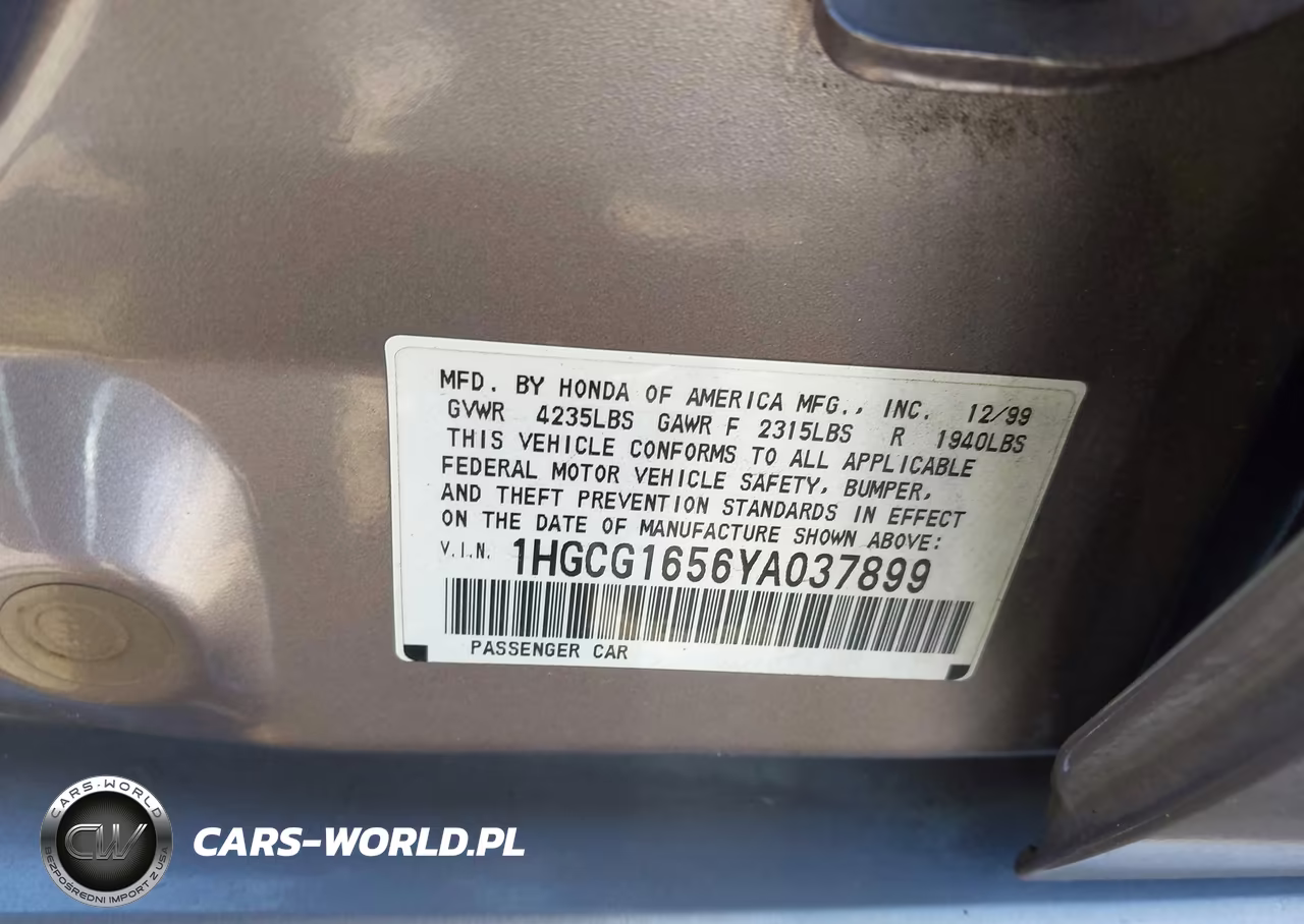 2000 Honda Accord 3.0 Ex VIN:1HGCG1656YA037899 - 9