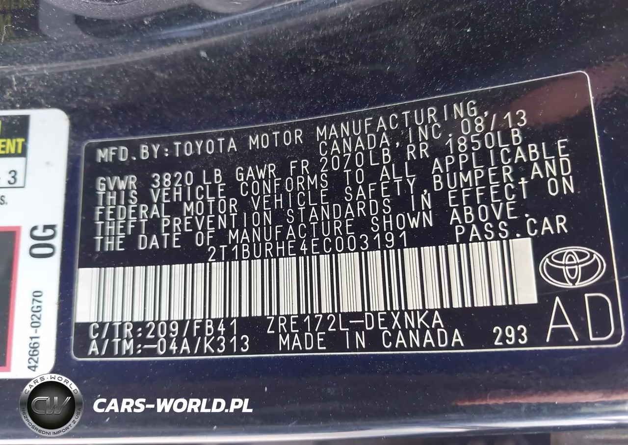 2014 Toyota Corolla Le Plus VIN:2T1BURHE4EC003191 - 9