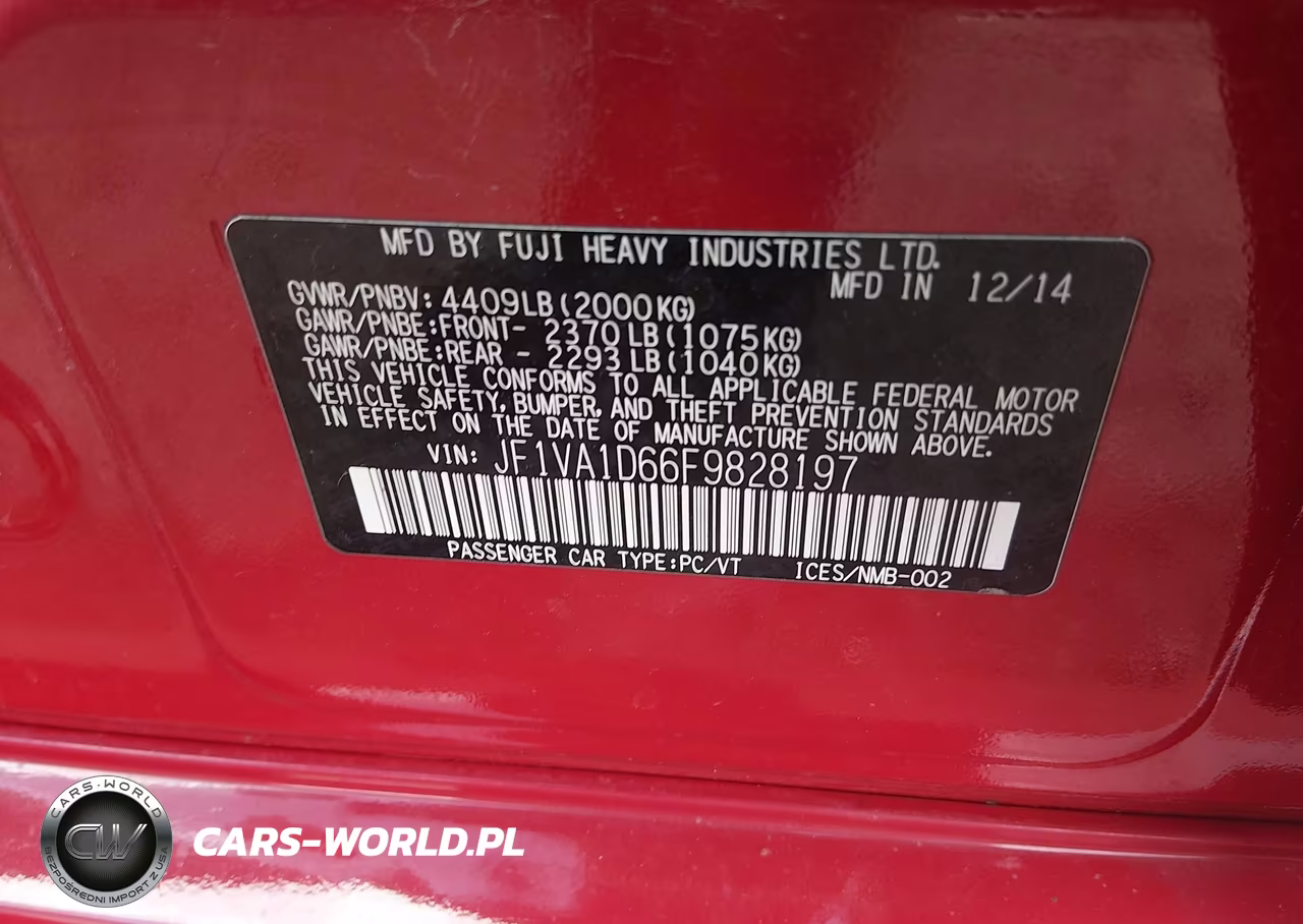 2015 Subaru Wrx Premium VIN:JF1VA1D66F9828197 - 9