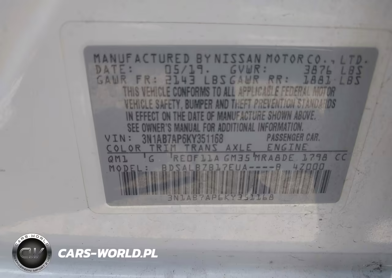 2019 Nissan Sentra S VIN:3N1AB7AP6KY351168 - 9