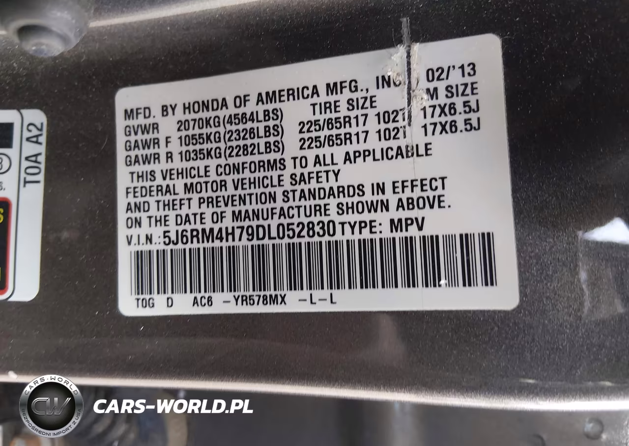 2013 Honda Cr-V Ex-L VIN:5J6RM4H79DL052830 - 9