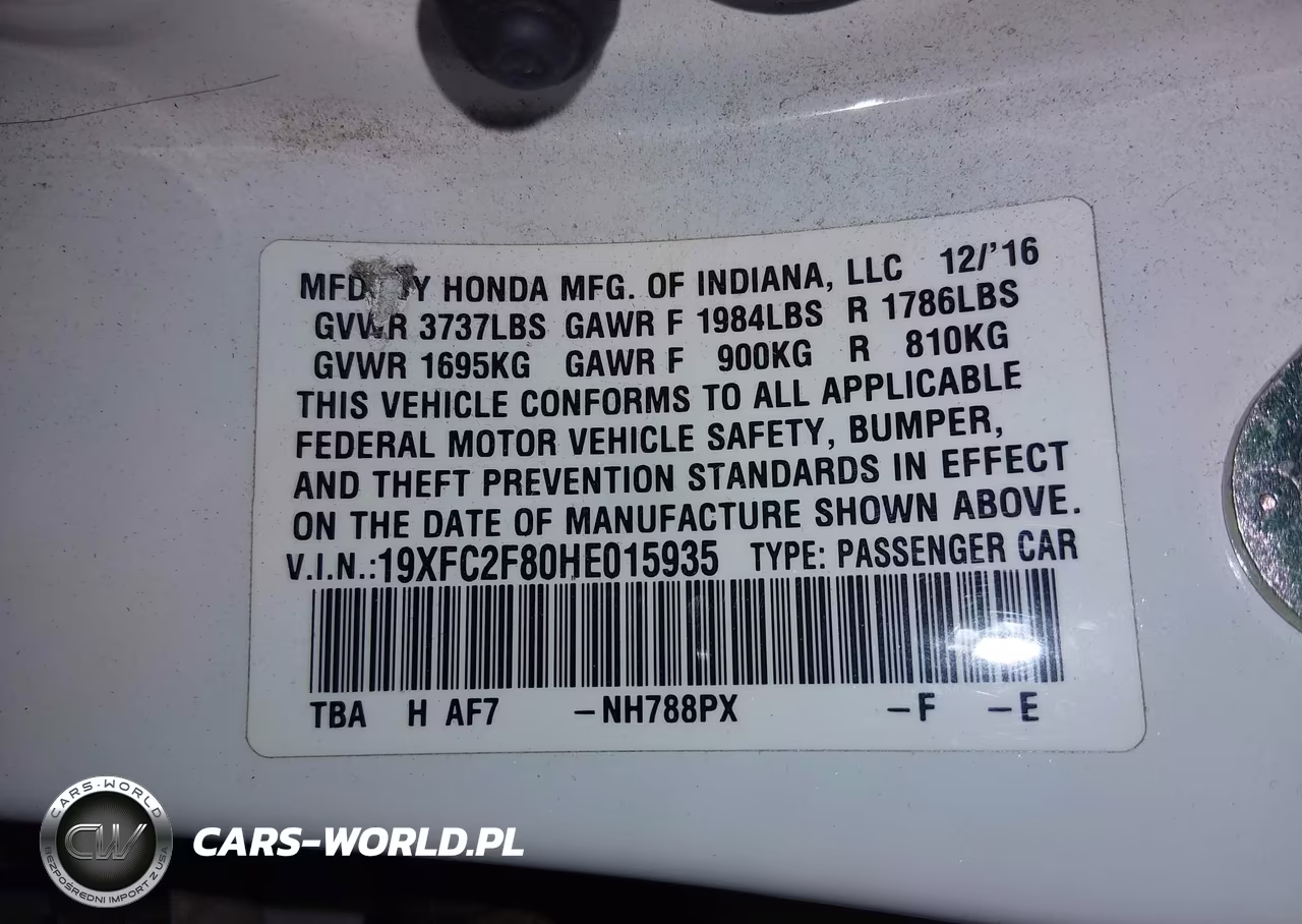 2017 Honda Civic Ex VIN:19XFC2F80HE015935 - 9