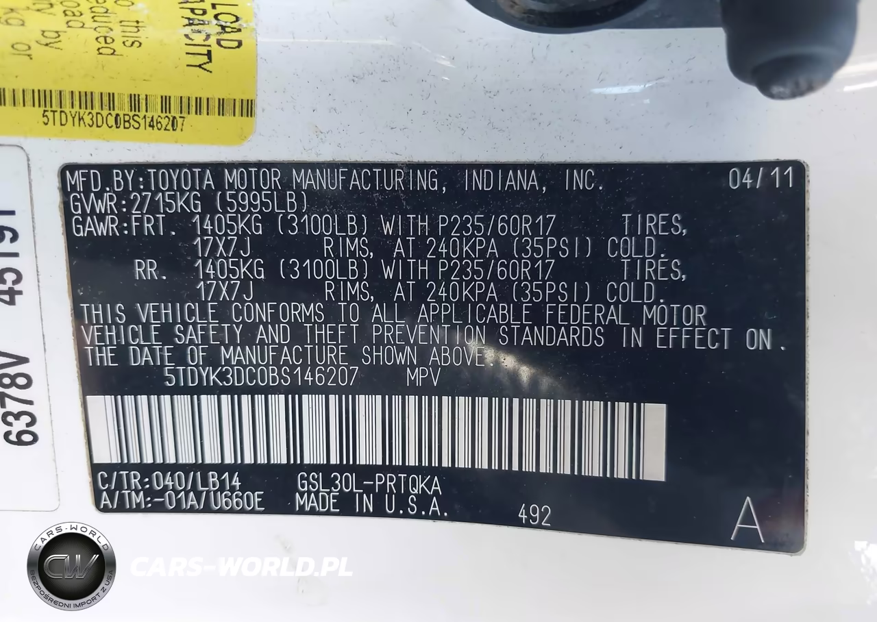 2011 Toyota Sienna Xle V6 VIN:5TDYK3DC0BS146207 - 9
