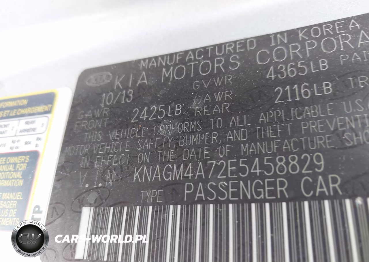 2014 Kia Optima Lx VIN:KNAGM4A72E5458829 - 9