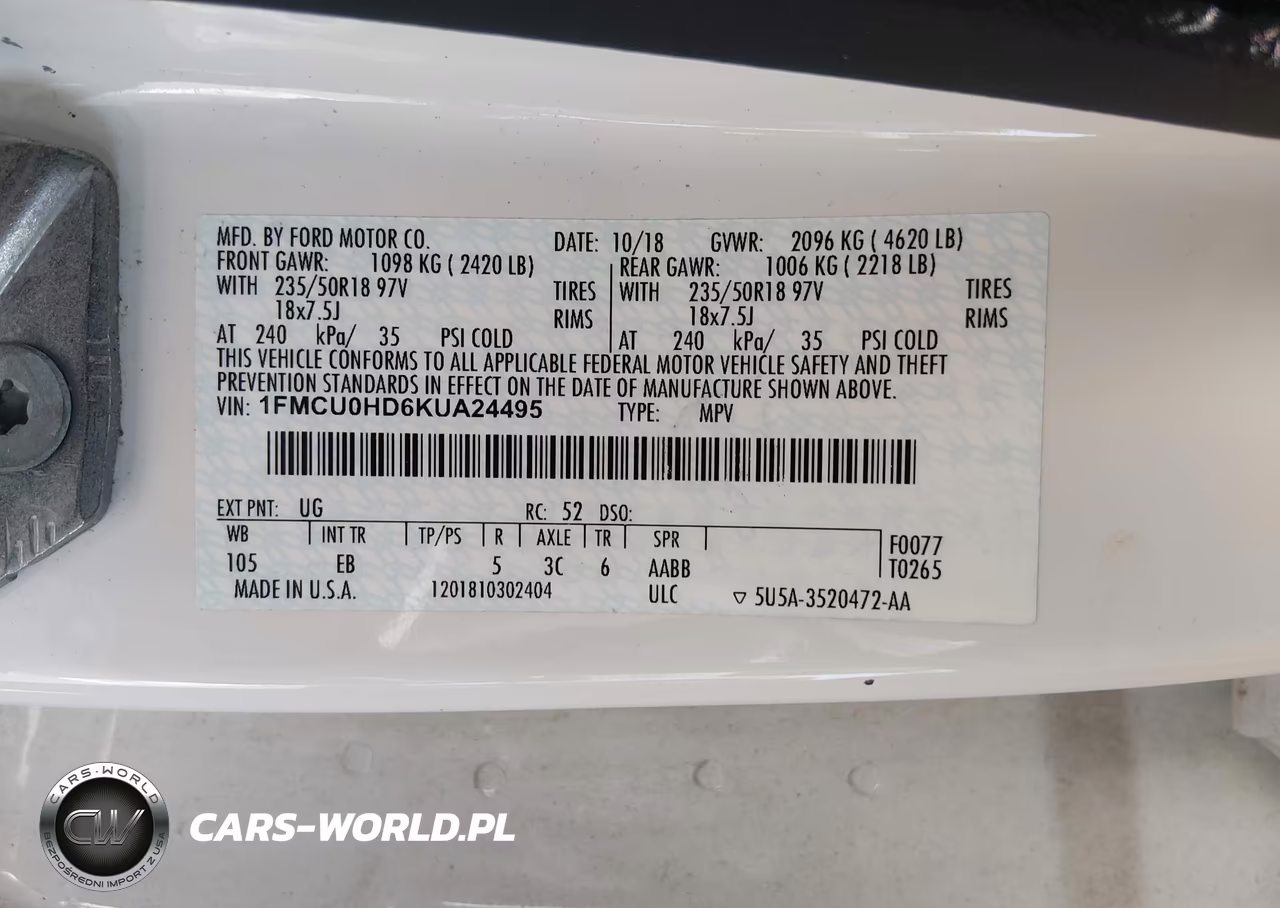 2019 Ford Escape Sel VIN:1FMCU0HD6KUA24495 - 9
