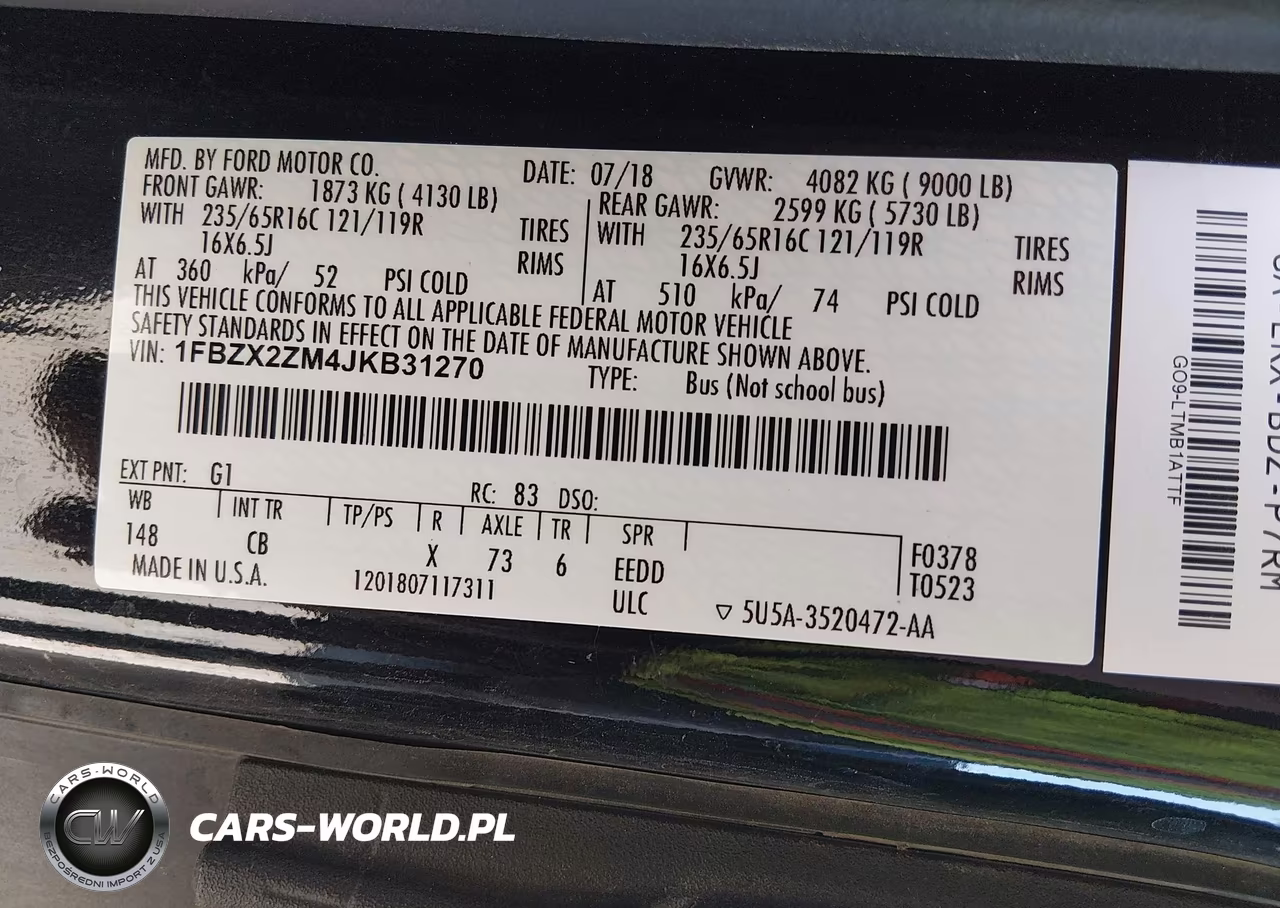 2018 Ford Transit-350 Xl VIN:1FBZX2ZM4JKB31270 - 9