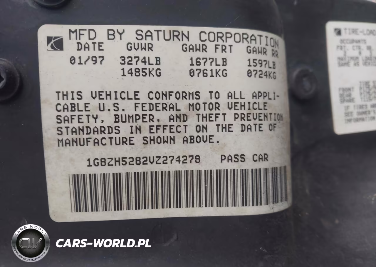 1997 Saturn Sl Sl1 VIN:1G8ZH5282VZ274278 - 9