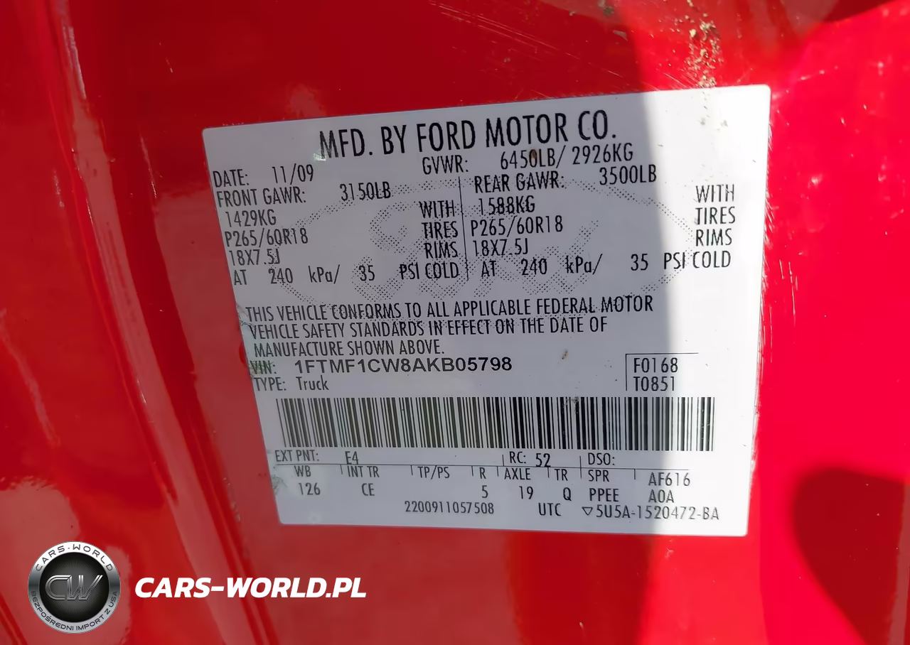 2010 Ford F-150 Stx-Xl-Xl W-Mid-Box Prep-Xlt-Xlt W-Mid-Box Prep VIN:1FTMF1CW8AKB05798 - 9