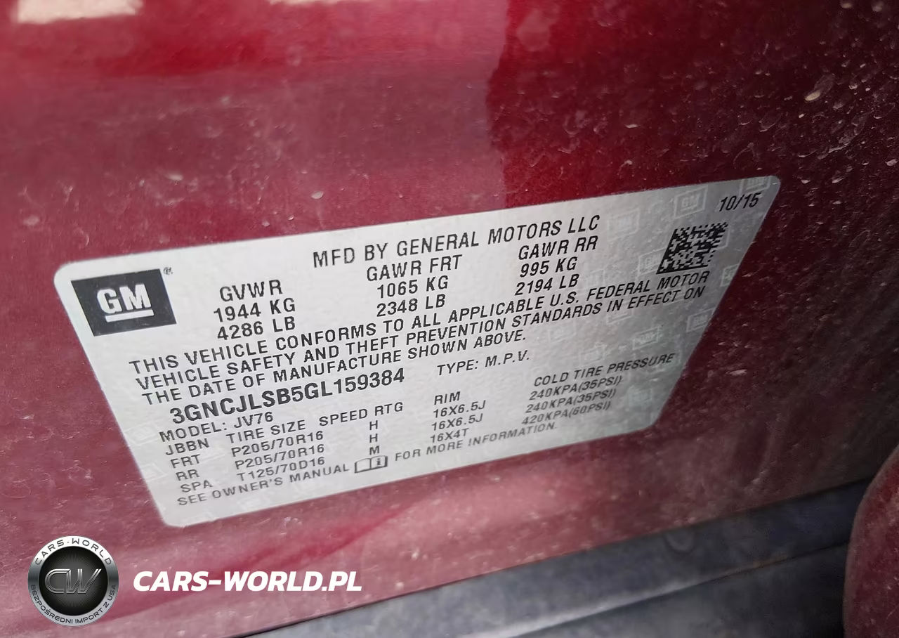 2016 Chevrolet Trax Lt VIN:3GNCJLSB5GL159384 - 9