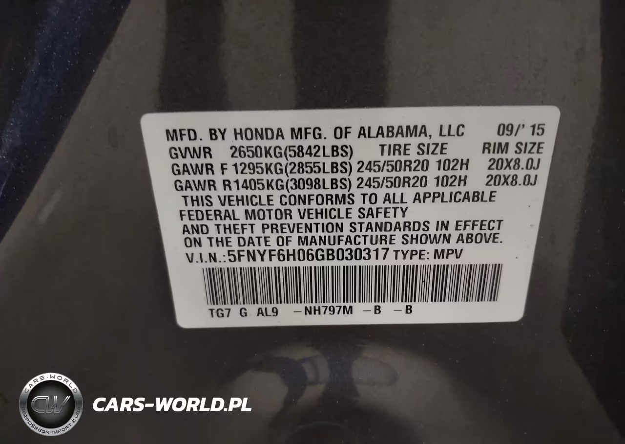 2016 Honda Pilot Elite VIN:5FNYF6H06GB030317 - 9