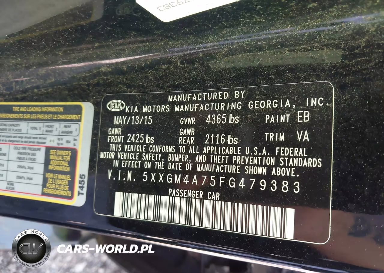 2015 Kia Optima Lx VIN:5XXGM4A75FG479383 - 9