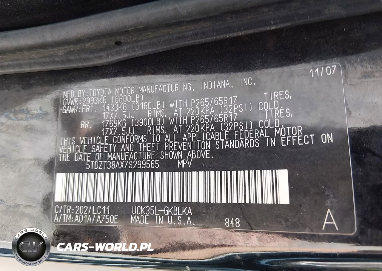 2007 Toyota Sequoia Limited VIN:5TDZT38AX7S299565 - 9