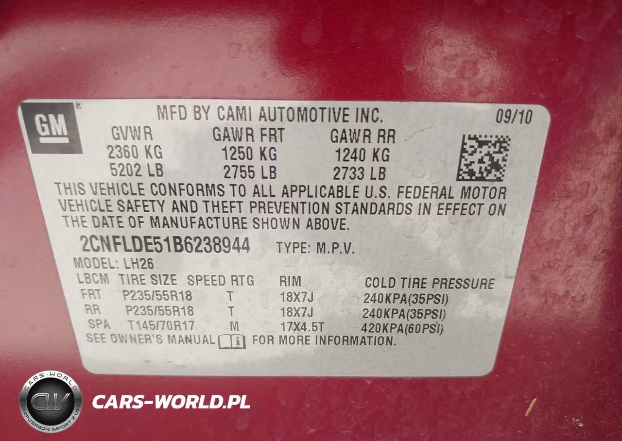 2011 Chevrolet Equinox Lt W-1Lt VIN:2CNFLDE51B6238944 - 9