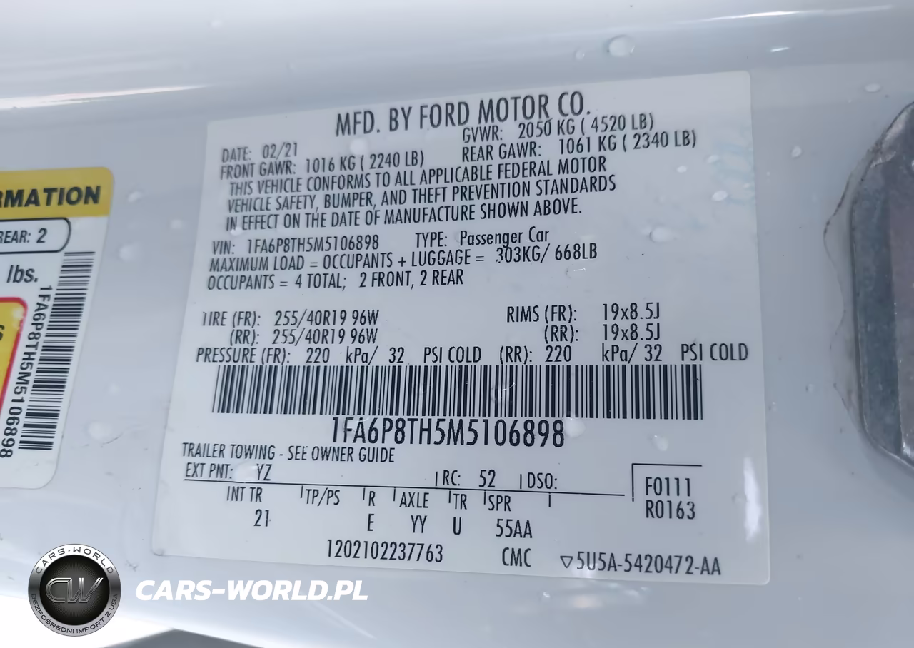 2021 Ford Mustang Ecoboost Fastback VIN:1FA6P8TH5M5106898 - 9