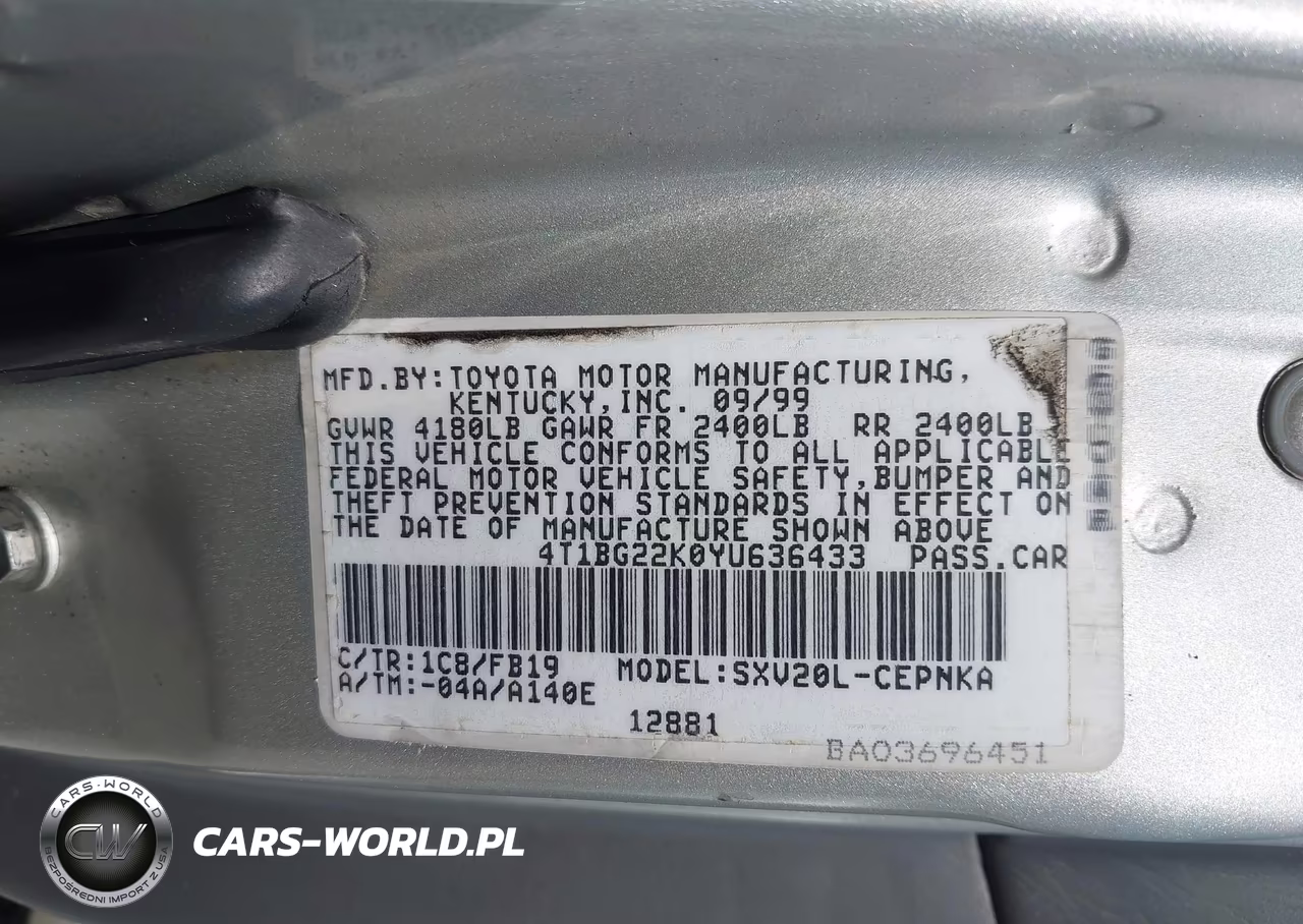 2000 Toyota Camry Le VIN:4T1BG22K0YU636433 - 9