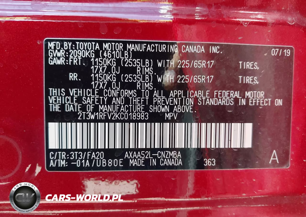 2019 Toyota Rav4 Xle VIN:2T3W1RFV2KC018983 - 9