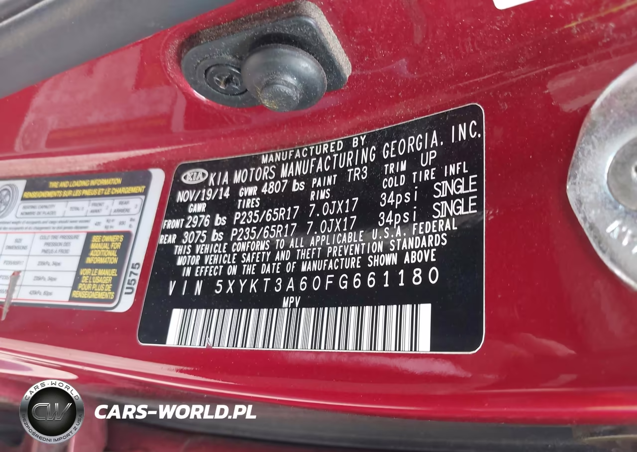2015 Kia Sorento Lx VIN:5XYKT3A60FG661180 - 9