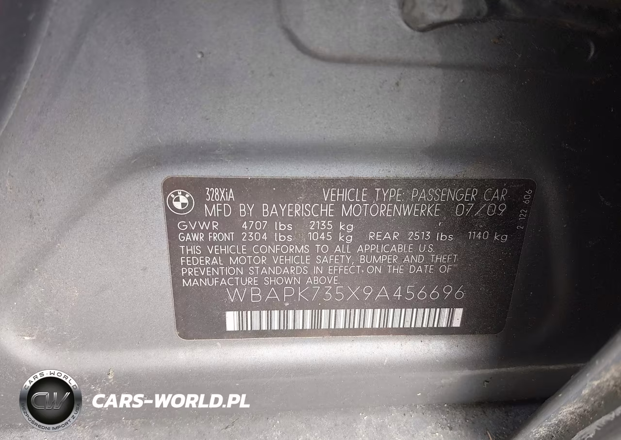 2009 BMW 328I xDrive VIN:WBAPK735X9A456696 - 9