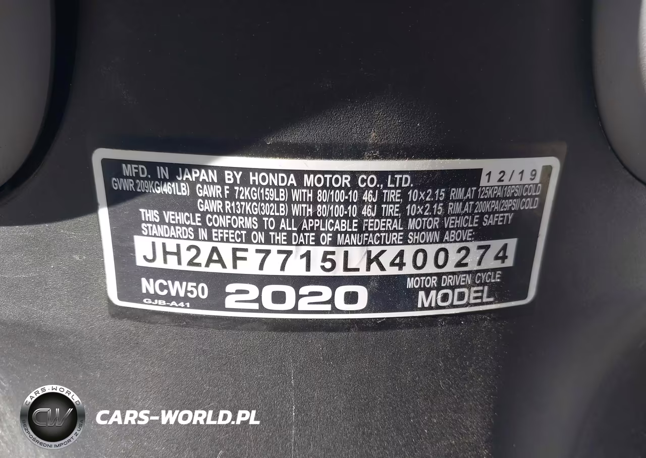 2020 Honda Ncw50 VIN:JH2AF7715LK400274 - 10
