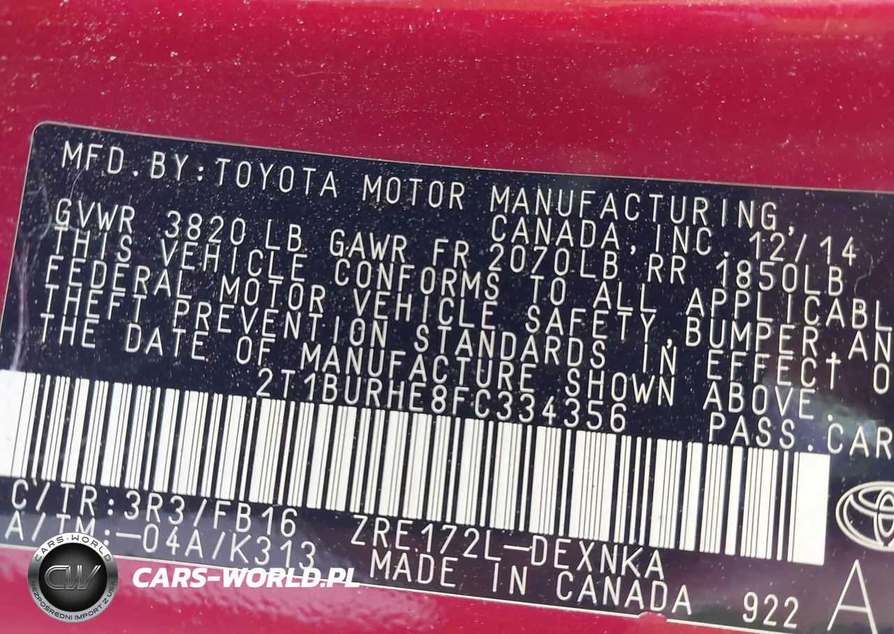 2015 Toyota Corolla Le VIN:2T1BURHE8FC334356 - 9