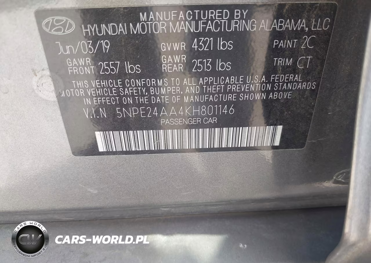 2019 Hyundai Sonata Eco VIN:5NPE24AA4KH801146 - 9