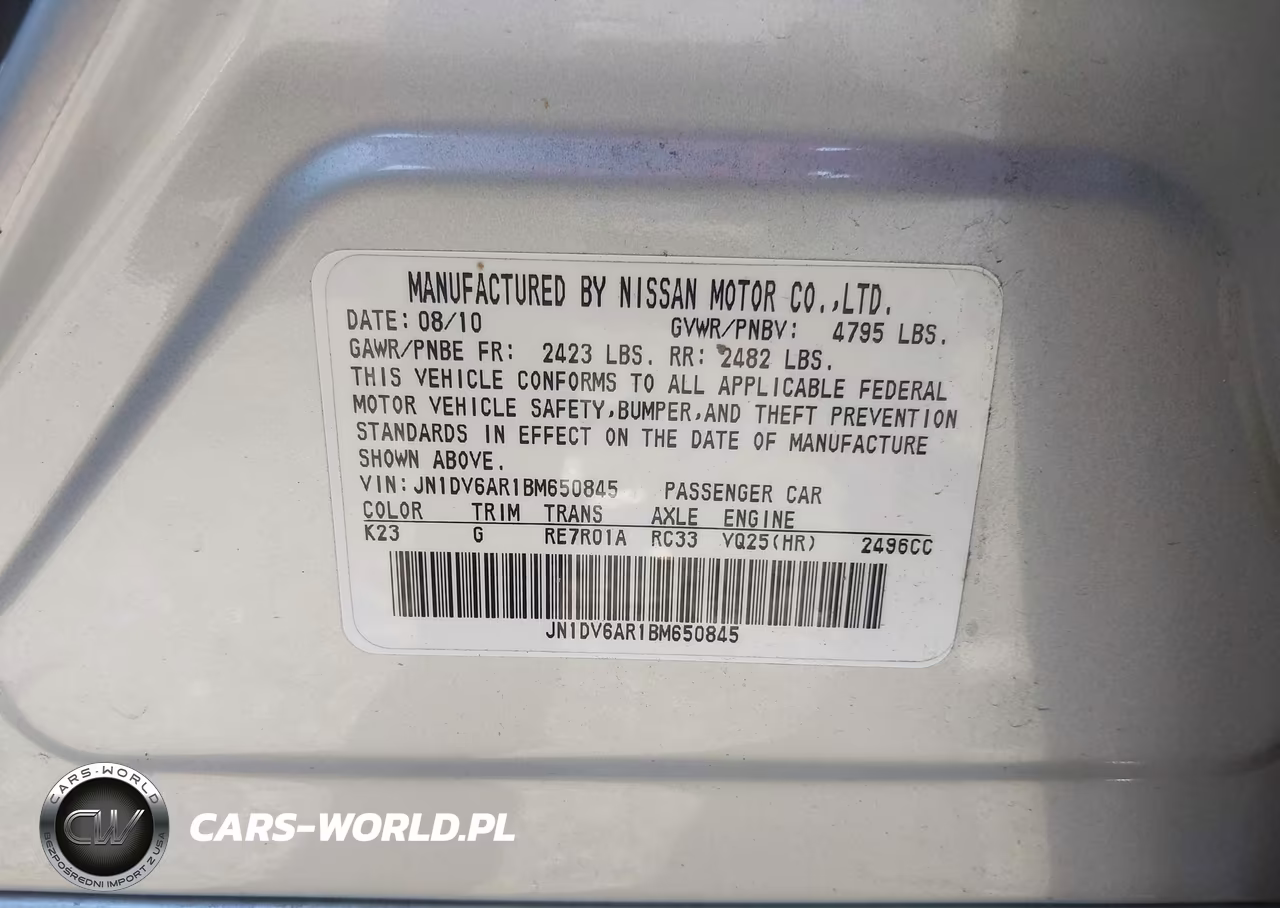 2011 Infiniti G25X VIN:JN1DV6AR1BM650845 - 9