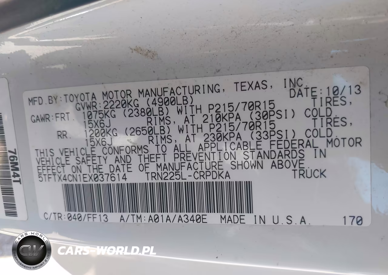 2014 Toyota Tacoma VIN:5TFTX4CN1EX037614 - 9