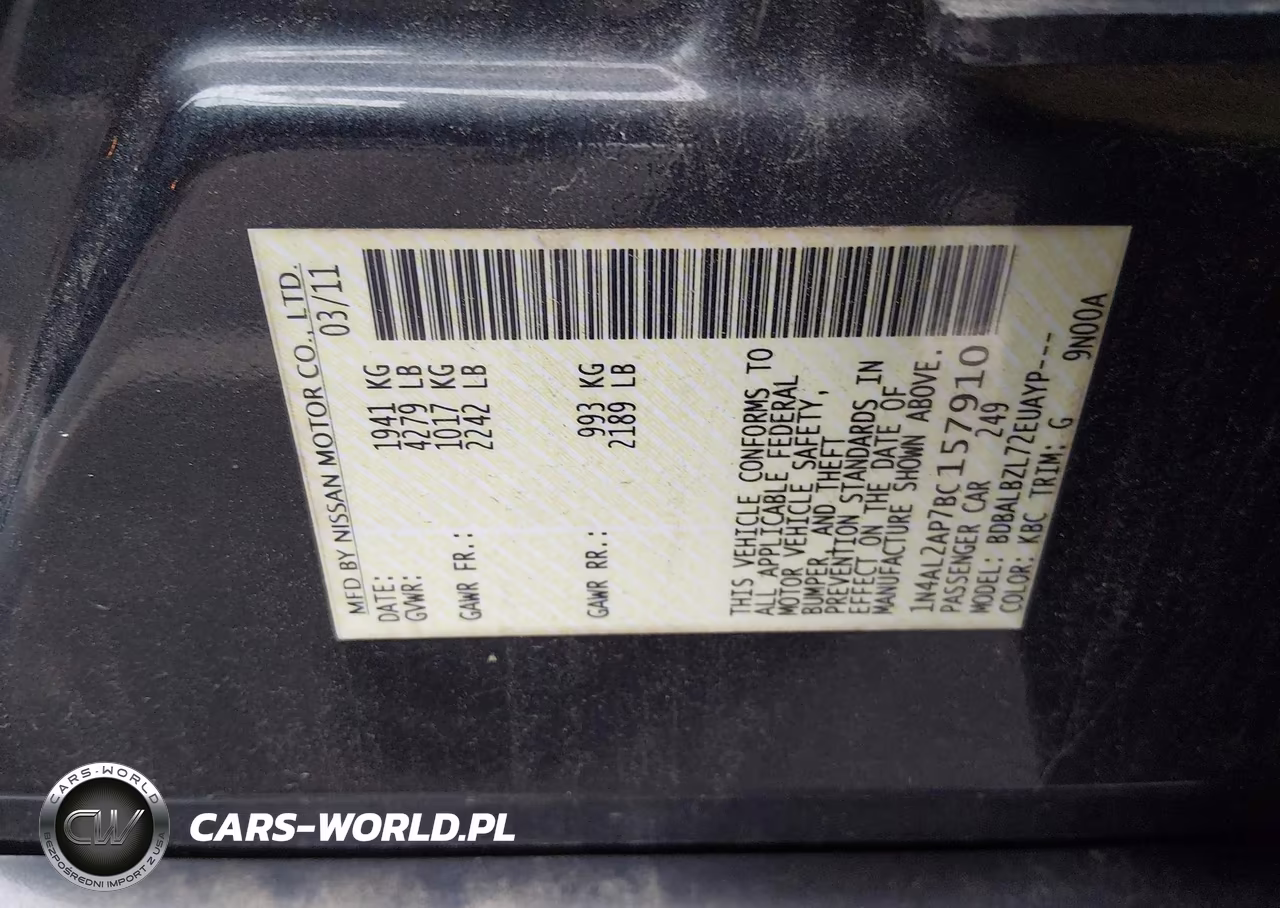 2011 Nissan Altima 2.5 S VIN:1N4AL2AP7BC157910 - 9
