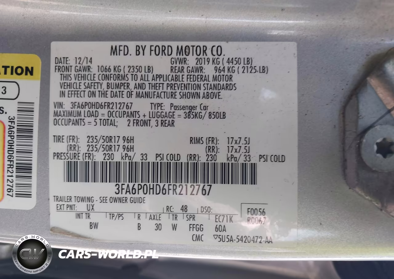 2015 Ford Fusion Se VIN:3FA6P0HD6FR212767 - 9