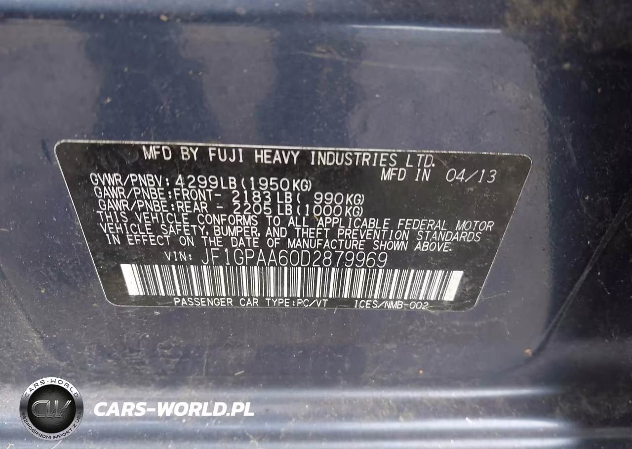 2013 Subaru Impreza 2.0I VIN:JF1GPAA60D2879969 - 9
