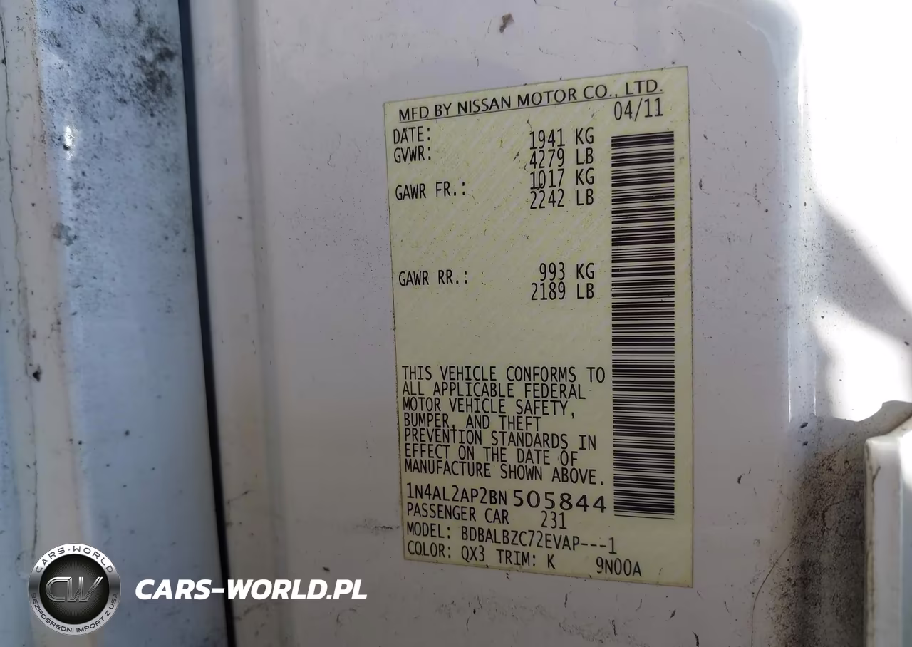 2011 Nissan Altima 2.5 S VIN:1N4AL2AP2BN505844 - 9