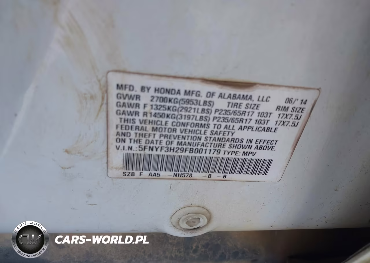 2015 Honda Pilot Lx VIN:5FNYF3H29FB001179 - 9