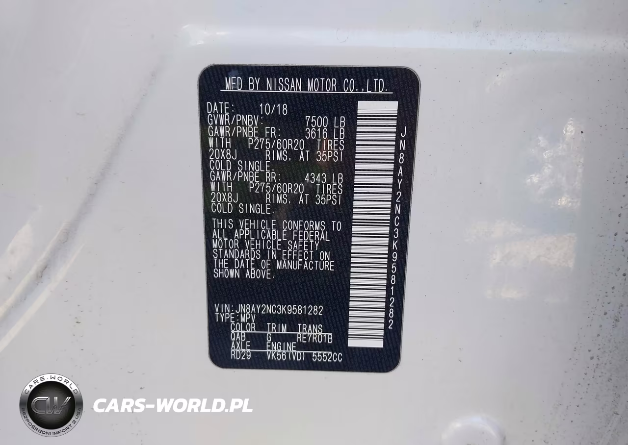 2019 Nissan Armada Platinum VIN:JN8AY2NC3K9581282 - 9