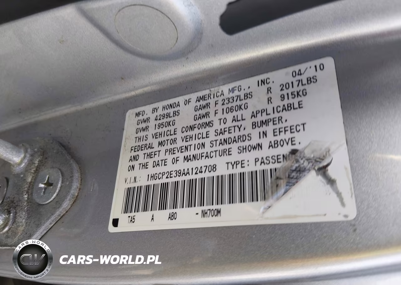 2010 Honda Accord 2.4 Lx VIN:1HGCP2E39AA124708 - 9