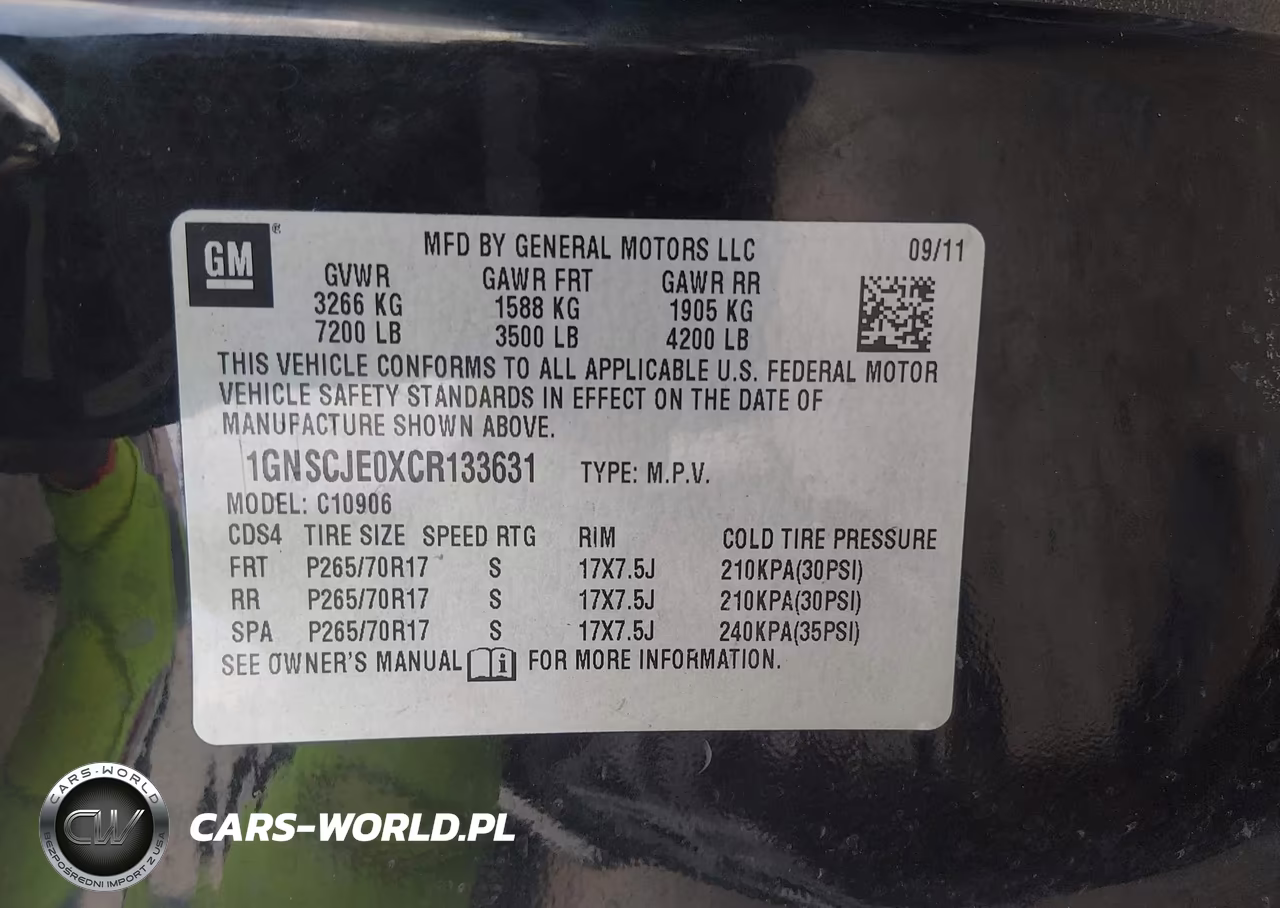 2012 Chevrolet Suburban 1500 Lt VIN:1GNSCJE0XCR133631 - 9