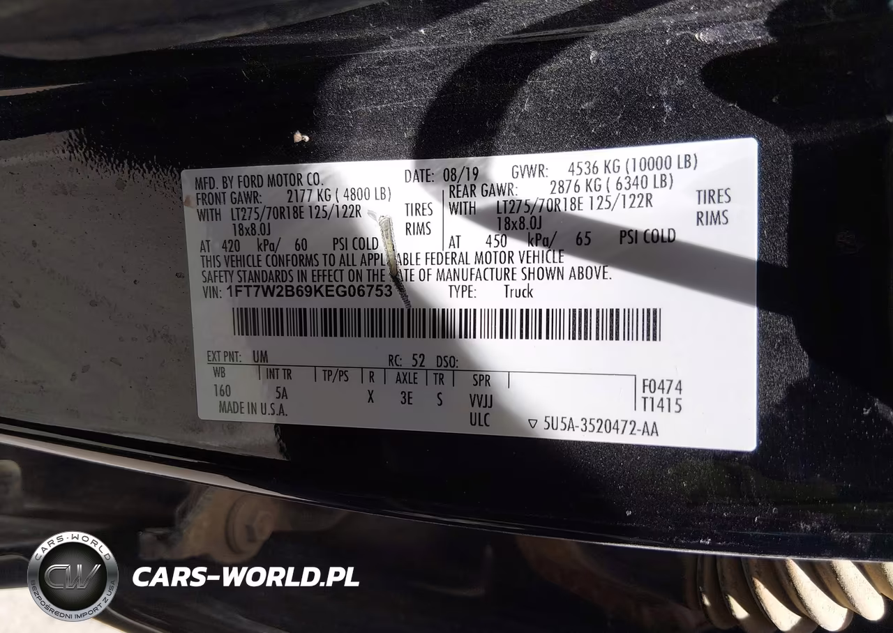 2019 Ford F-250 Lariat VIN:1FT7W2B69KEG06753 - 9