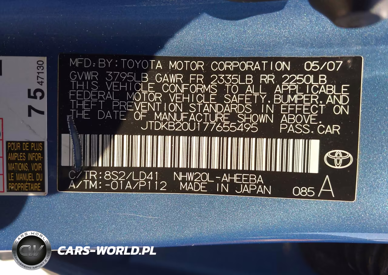 2007 Toyota Prius VIN:JTDKB20U177655495 - 9